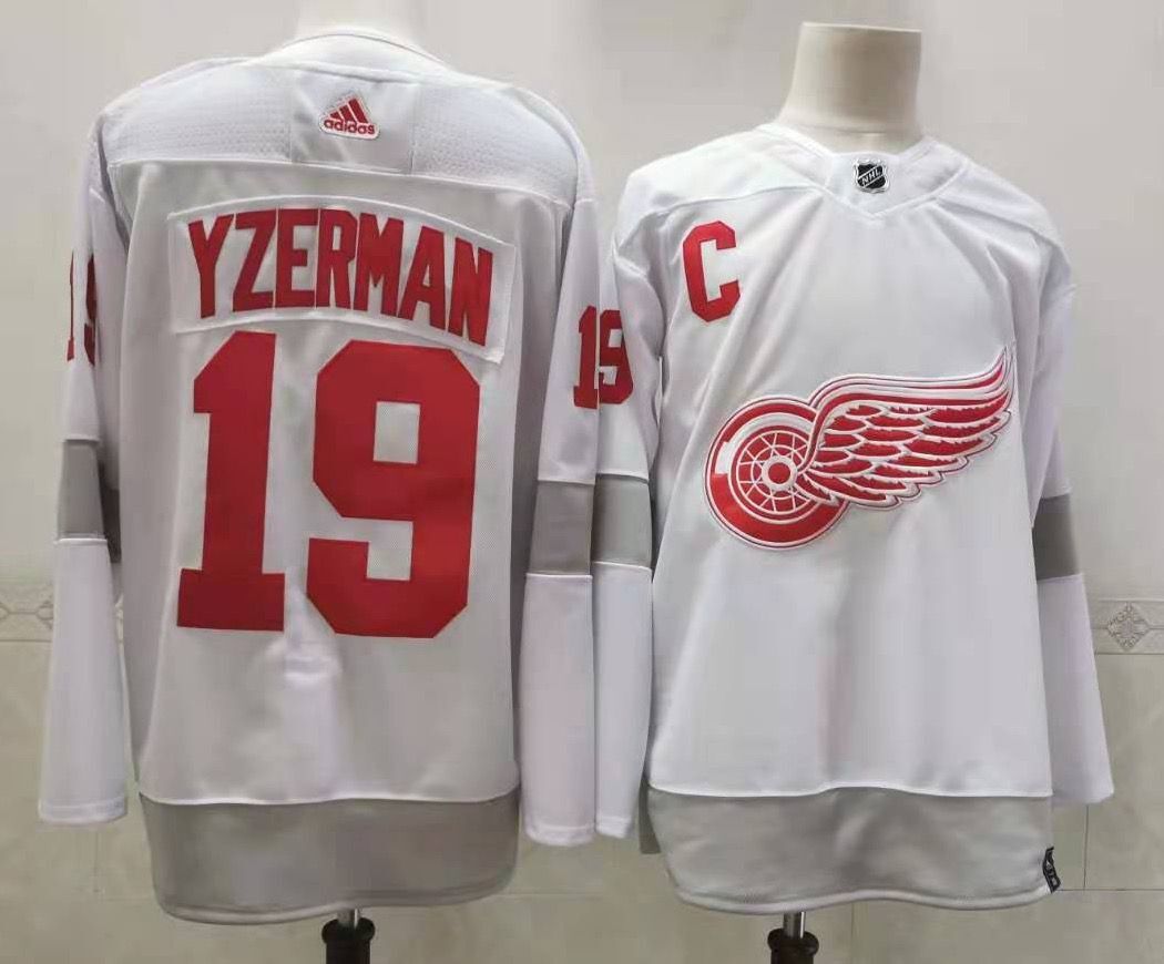2021 Adidias Detroit Red Wings #19 Yzerman White Men Reverse Retro Alternate NHL Jersey